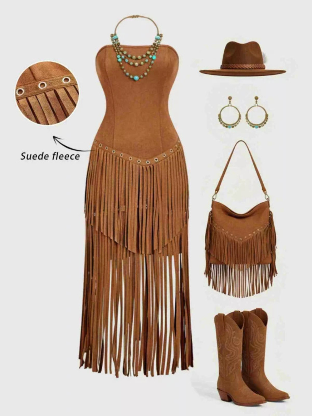 Womens Black Faux Suede Fringe Hem Strapless Dress